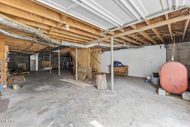 unfinished basement with heating fuel