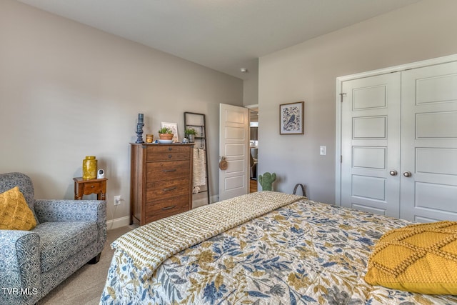 bedroom featuring a closet and carpet flooring