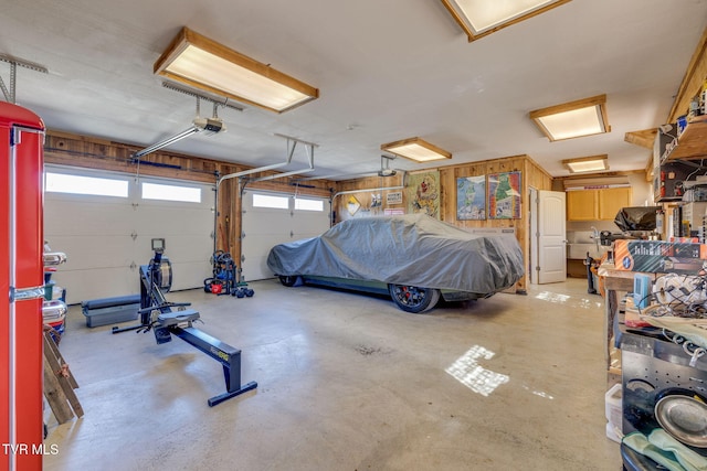 garage with a garage door opener