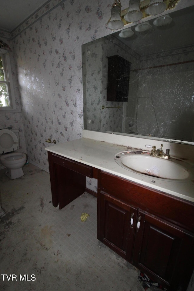 bathroom with toilet and vanity