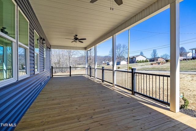 deck featuring a ceiling fan