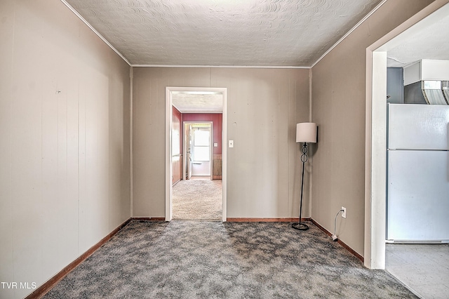 unfurnished room with carpet floors and a textured ceiling