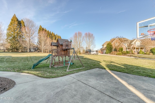 view of play area with a lawn