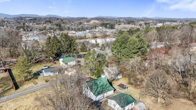 birds eye view of property featuring a mountain view