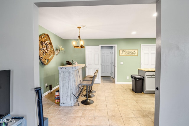 interior space featuring an inviting chandelier
