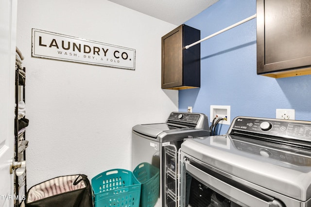 laundry area featuring cabinets and separate washer and dryer