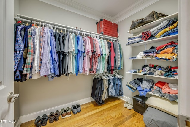 spacious closet with wood finished floors