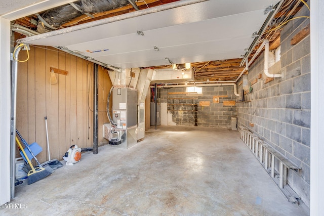 unfinished basement with heating unit