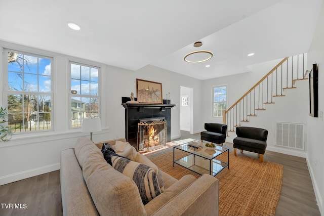 living room featuring hardwood / wood-style flooring