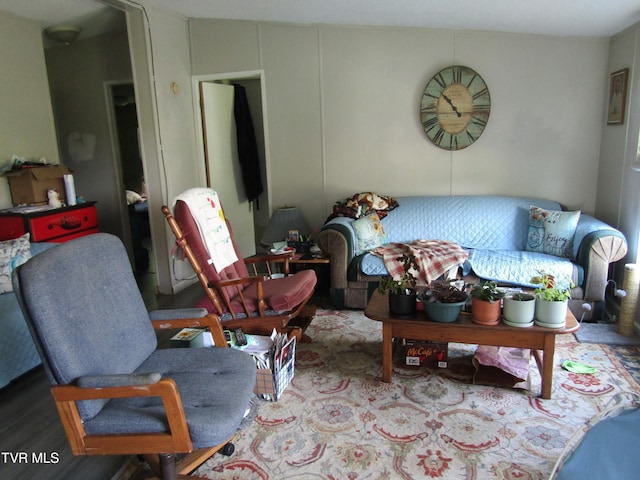 living area with wood finished floors