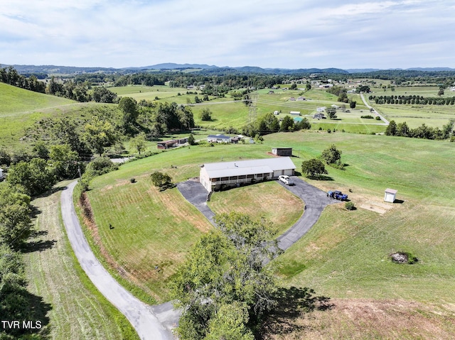 aerial view featuring a rural view