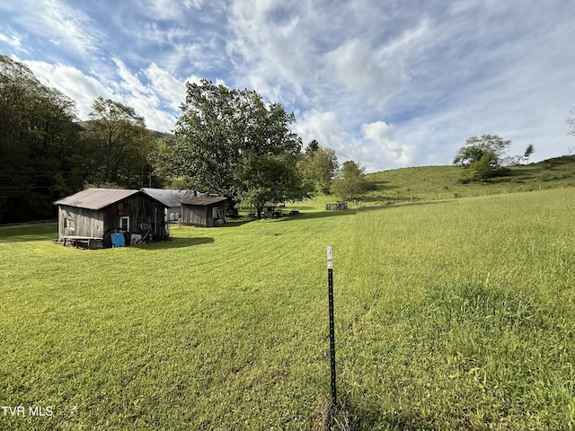 view of yard with an outbuilding