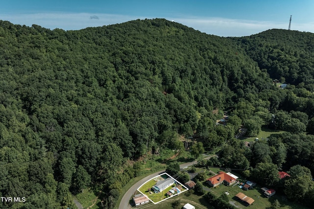 aerial view with a wooded view