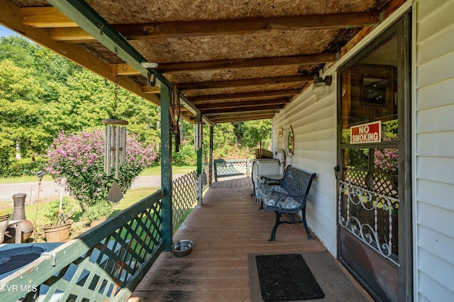 deck featuring a porch