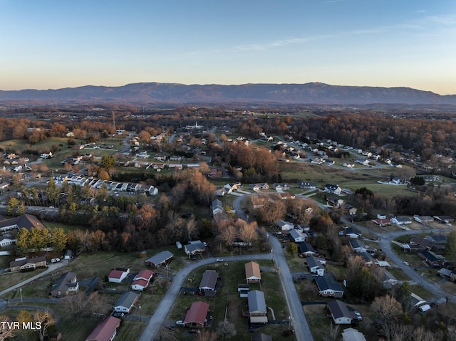 bird's eye view featuring a residential view and a mountain view