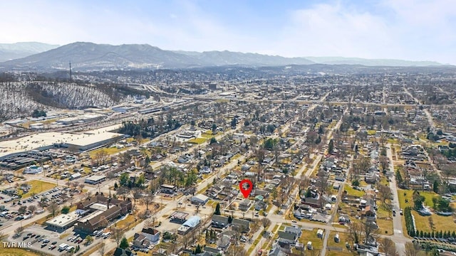 aerial view with a mountain view