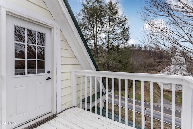 doorway to property with a deck