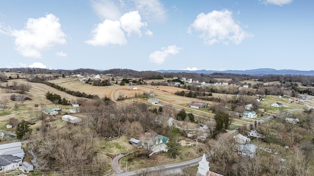 birds eye view of property with a mountain view