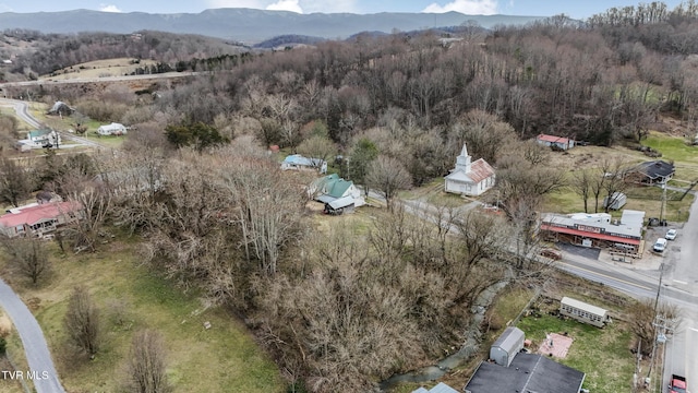 drone / aerial view with a mountain view