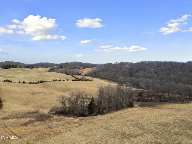 exterior space featuring a rural view and a wooded view