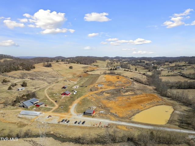 drone / aerial view with a rural view