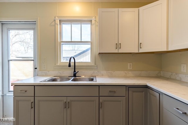 204 Johnston Ave, Bristol, TN 37620 - kitchen with light stone counters, plenty of natural light, white cabinets, and a sink