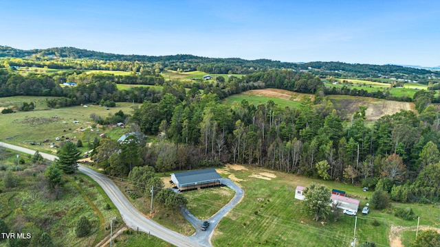 bird's eye view featuring a view of trees