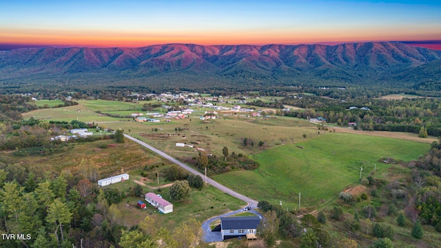 aerial view with a mountain view