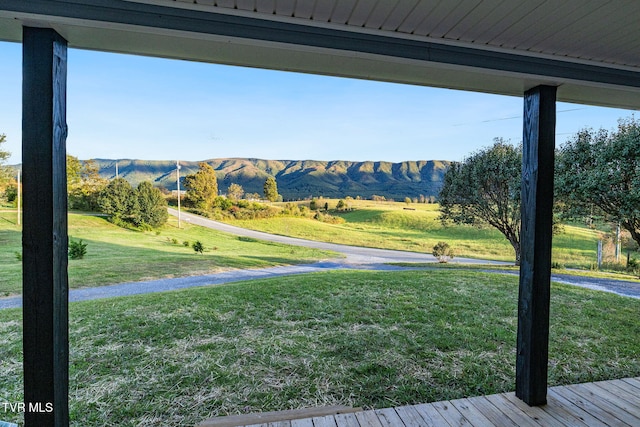 view of yard featuring a mountain view