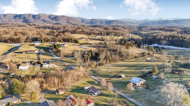 bird's eye view featuring a mountain view