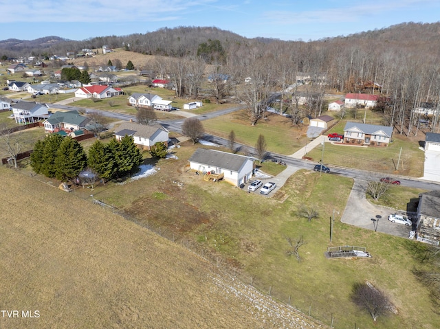 aerial view with a residential view and a mountain view