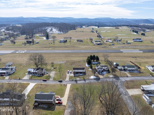 aerial view with a mountain view