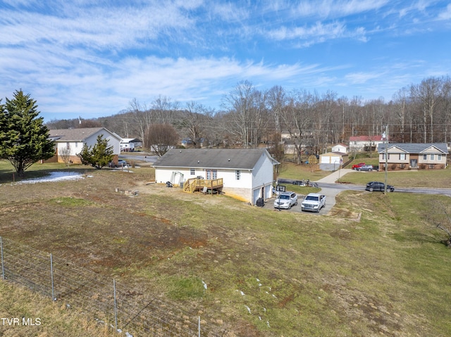 aerial view with a residential view