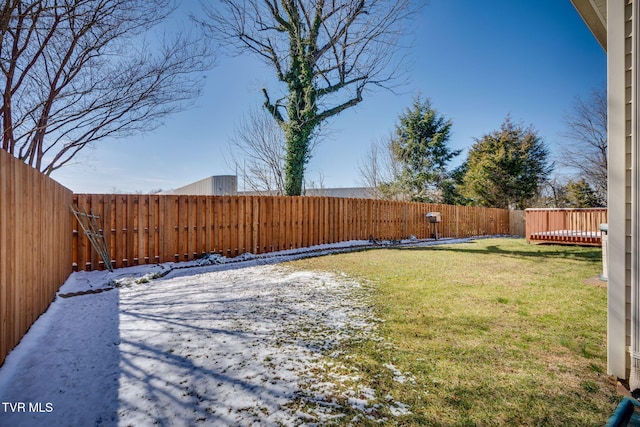 view of yard featuring a fenced backyard