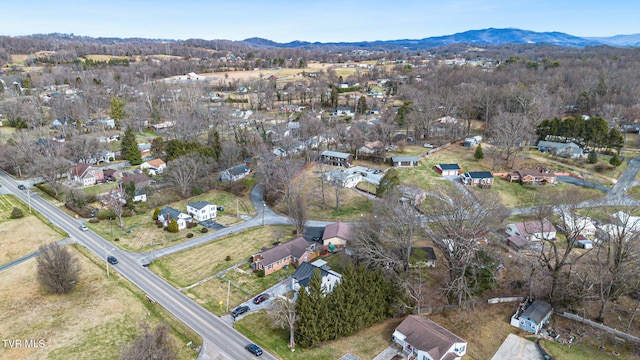 aerial view featuring a residential view and a mountain view