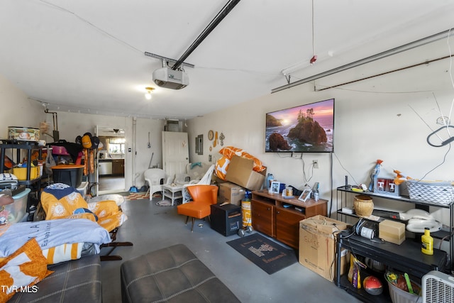 garage with a garage door opener