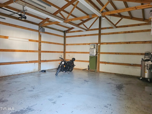 garage with a garage door opener