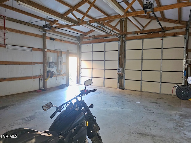 garage with a garage door opener