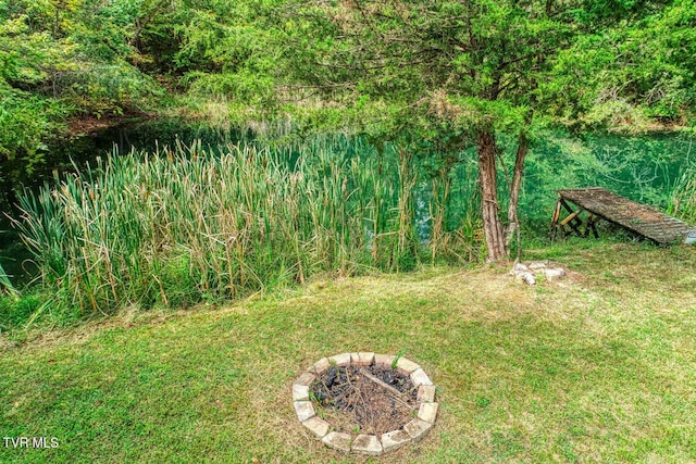 view of yard with an outdoor fire pit