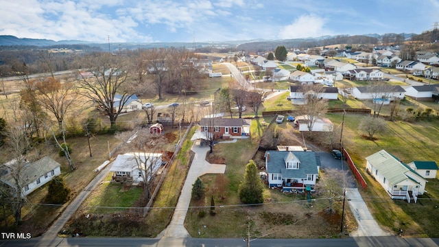 aerial view with a residential view and a mountain view