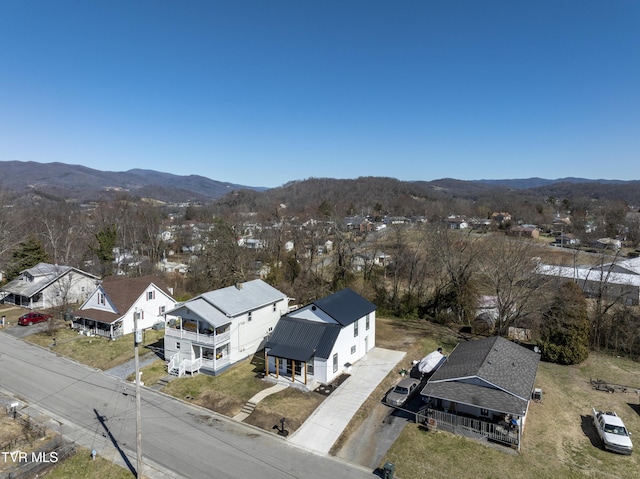 aerial view with a residential view and a mountain view