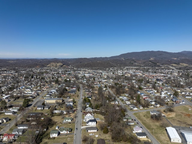 bird's eye view featuring a residential view and a mountain view