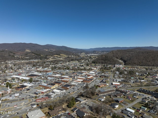 birds eye view of property featuring a mountain view