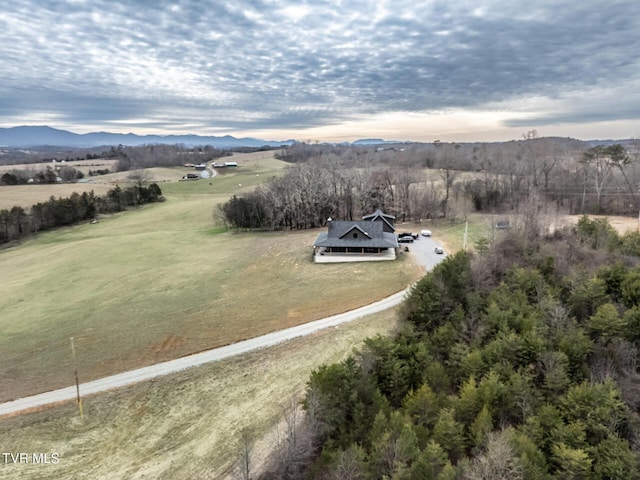 bird's eye view with a mountain view and a rural view