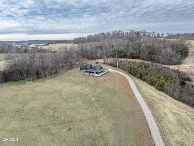 aerial view featuring a rural view