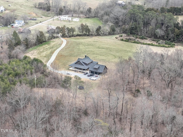 bird's eye view with a rural view