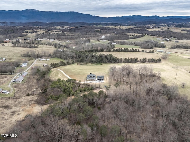 aerial view with a rural view and a mountain view