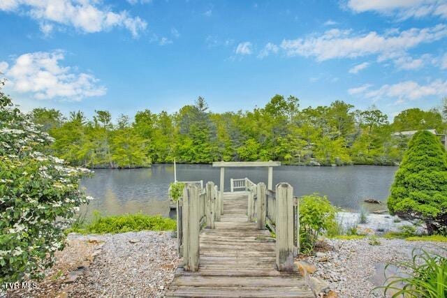 dock area featuring a water view