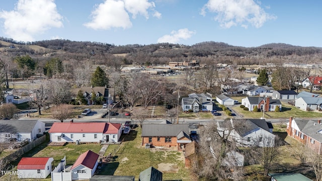 bird's eye view with a residential view and a mountain view