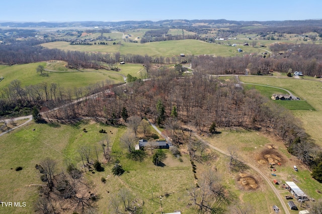 drone / aerial view featuring a rural view